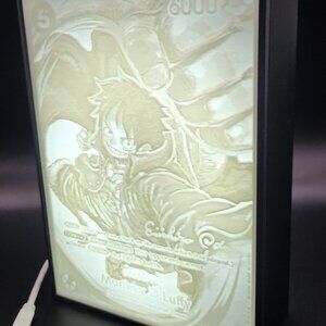 One Piece Luffy ST-01-12 Oda Signature Gold Lithophane Lightbox 7x5.5x2 inches